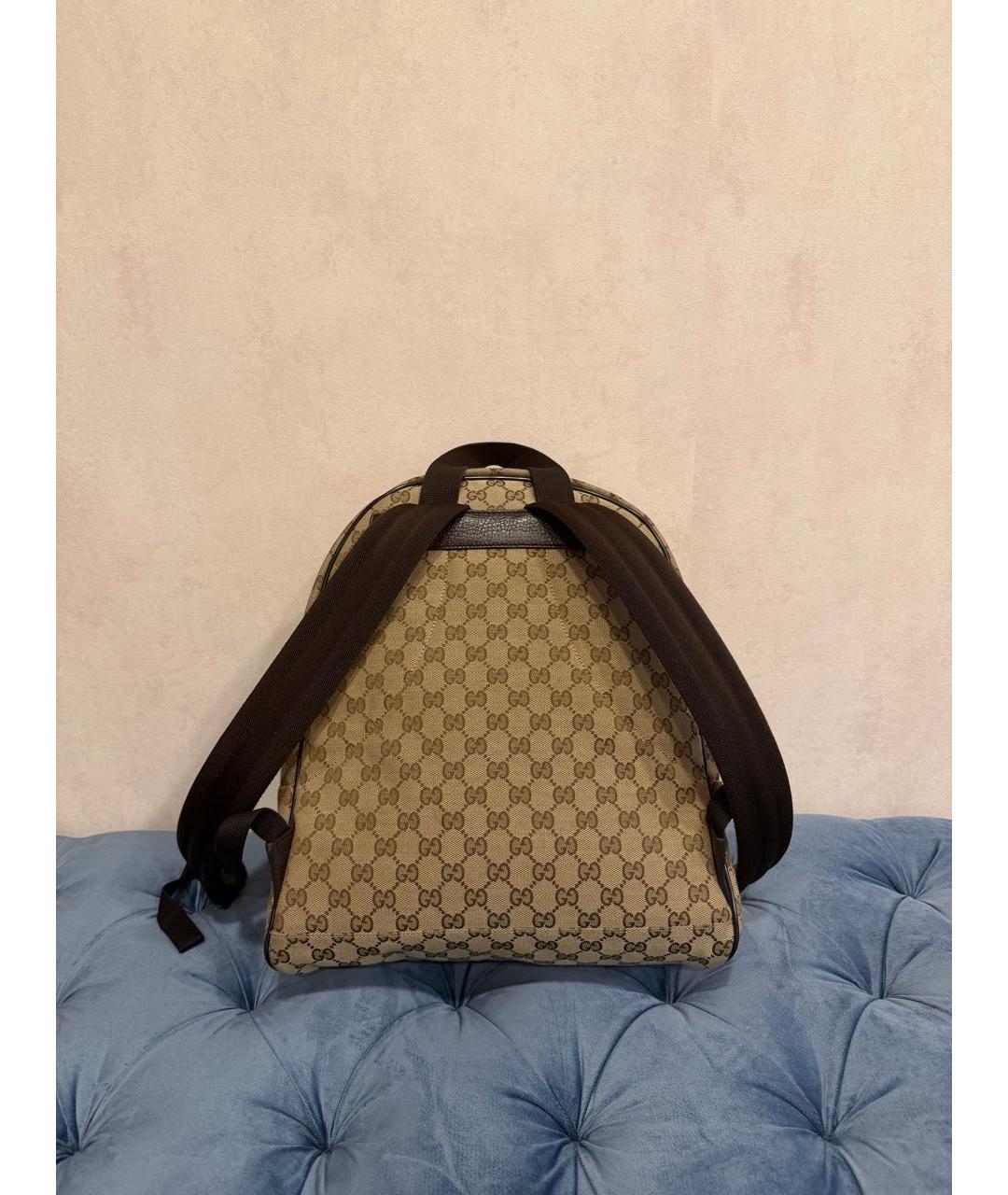 GUCCI Коричневый тканевый рюкзак, фото 3