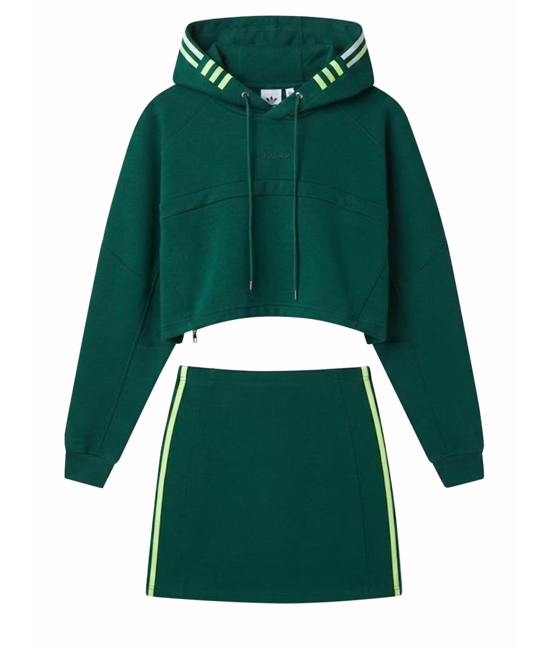 ADIDAS Зеленое хлопко-эластановое повседневное платье, фото 1