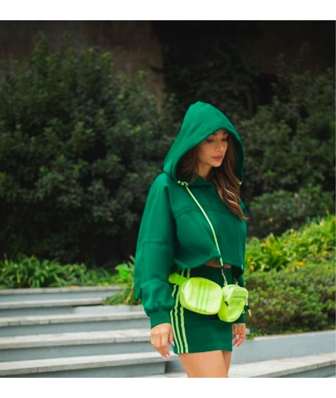 ADIDAS Зеленое хлопко-эластановое повседневное платье, фото 3
