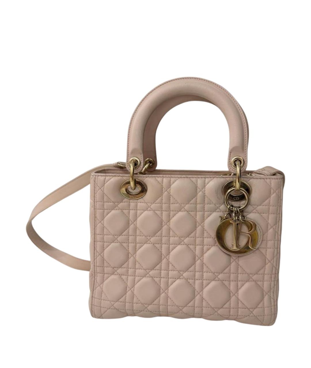 CHRISTIAN DIOR Розовая кожаная сумка с короткими ручками, фото 1