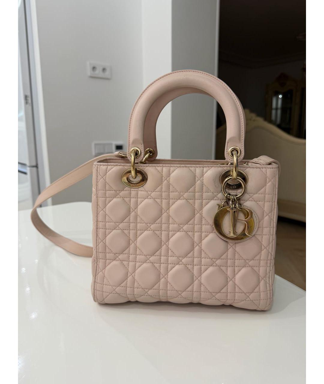 CHRISTIAN DIOR Розовая кожаная сумка с короткими ручками, фото 4