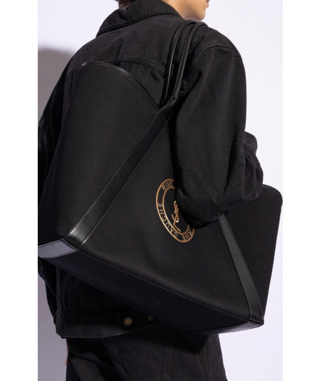 SAINT LAURENT Черная тканевая сумка тоут, фото 3