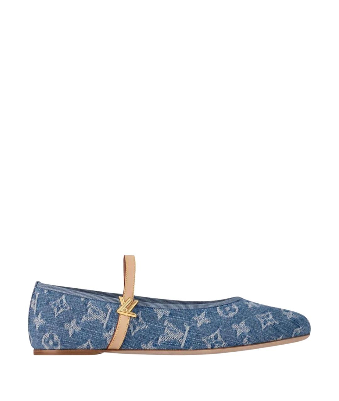 LOUIS VUITTON Голубые текстильные балетки, фото 1