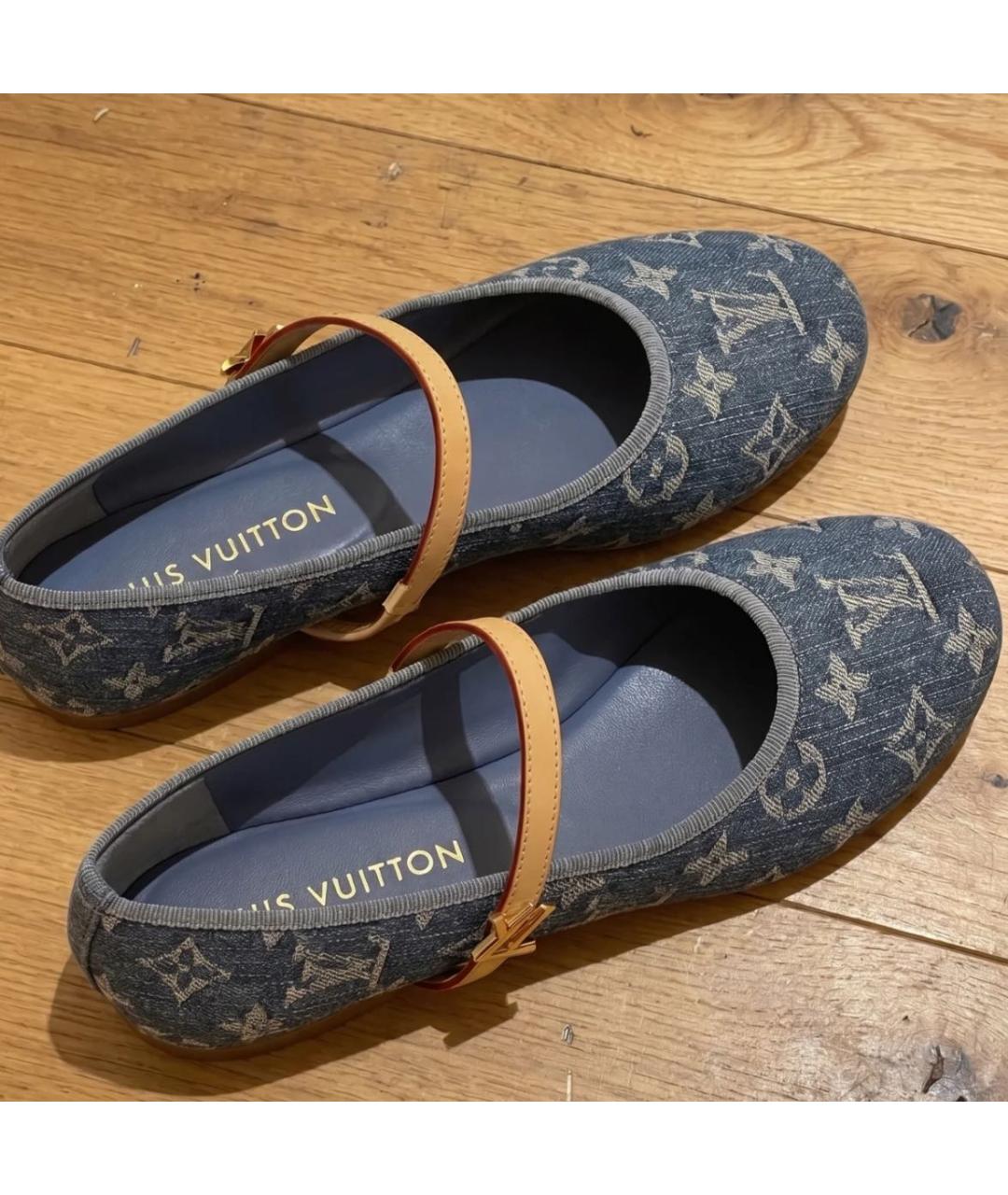 LOUIS VUITTON Голубые текстильные балетки, фото 7