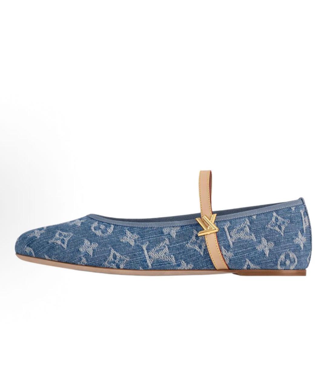 LOUIS VUITTON Голубые текстильные балетки, фото 8