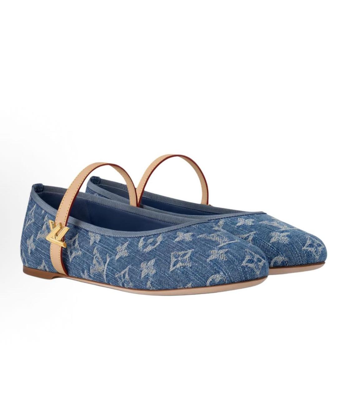 LOUIS VUITTON Голубые текстильные балетки, фото 2
