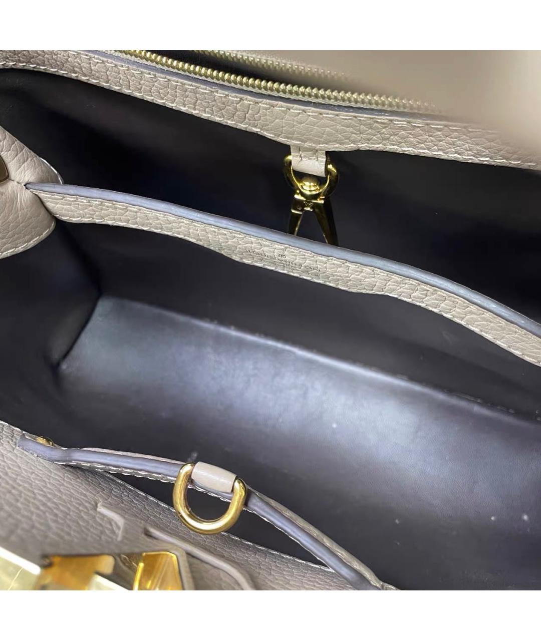 LOUIS VUITTON Бежевая кожаная сумка тоут, фото 8