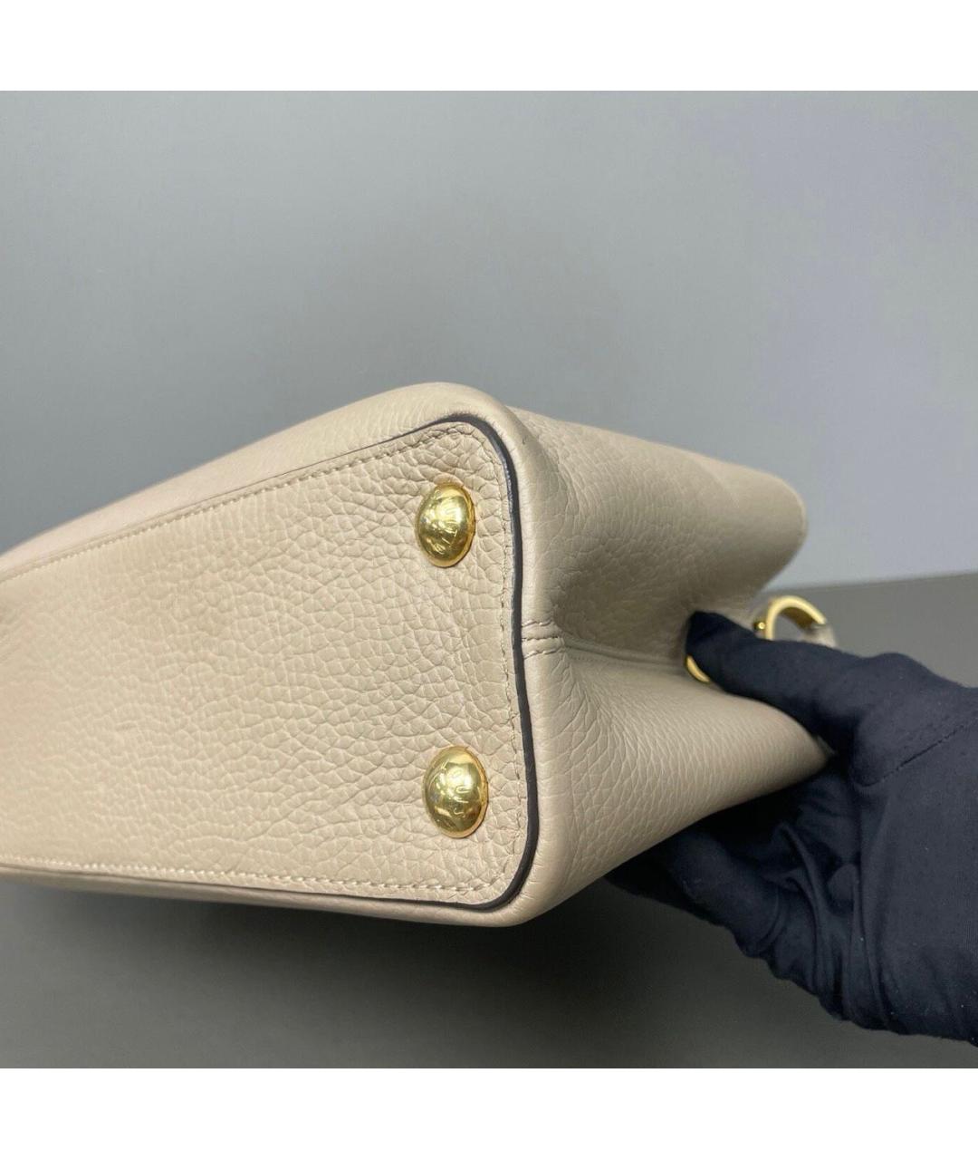 LOUIS VUITTON Бежевая кожаная сумка тоут, фото 6