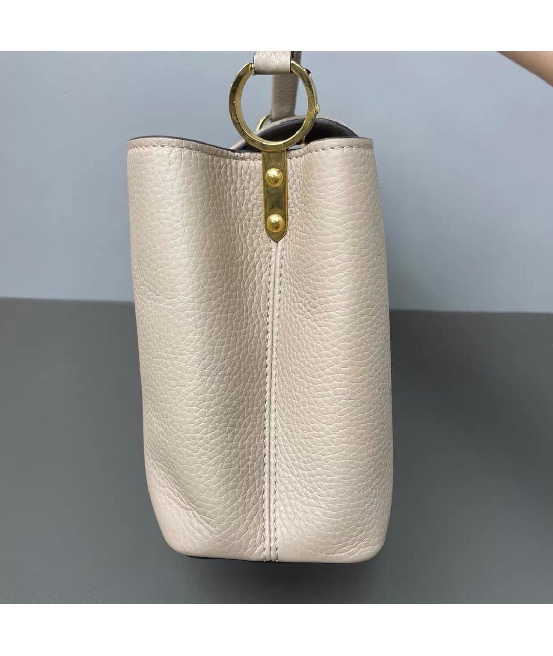 LOUIS VUITTON Бежевая кожаная сумка тоут, фото 3