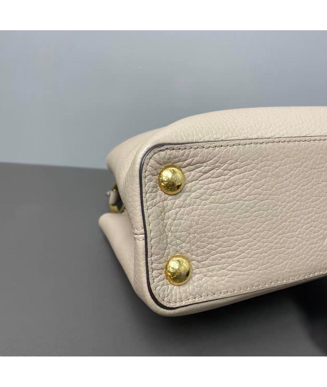 LOUIS VUITTON Бежевая кожаная сумка тоут, фото 5