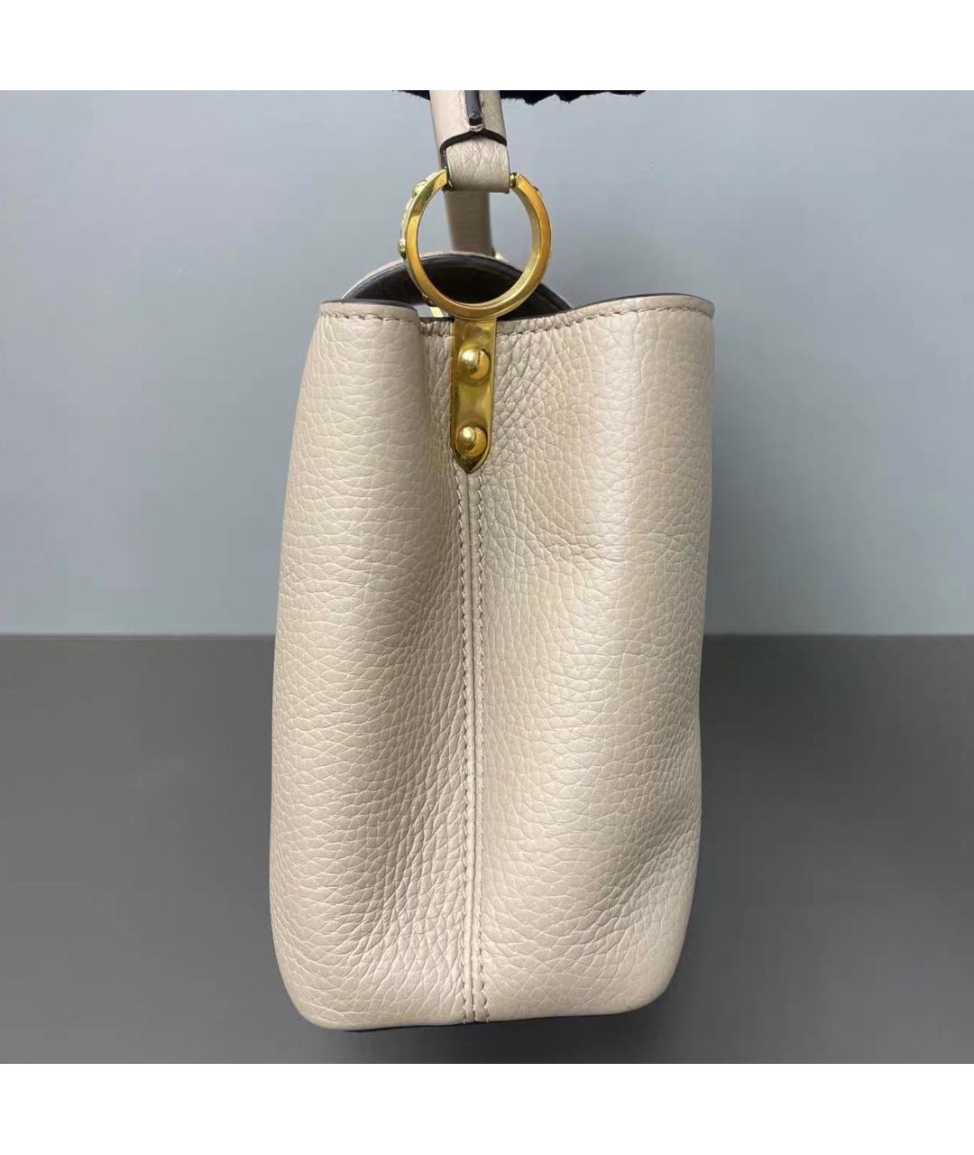 LOUIS VUITTON Бежевая кожаная сумка тоут, фото 4