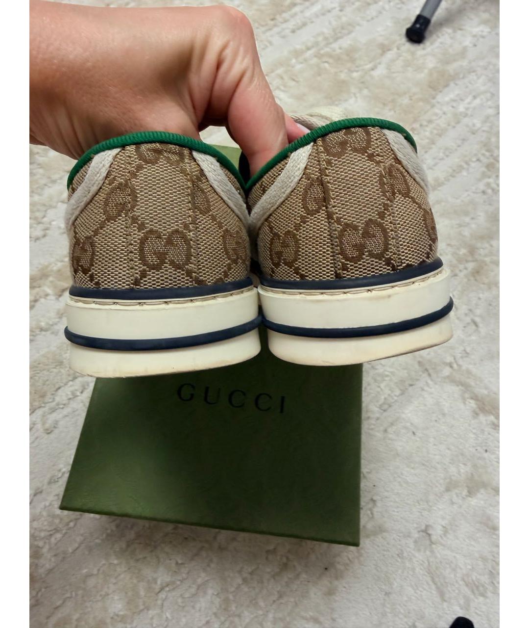 GUCCI Бежевые текстильные кеды, фото 4