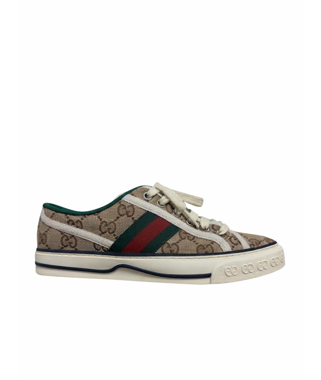 GUCCI Бежевые текстильные кеды, фото 6