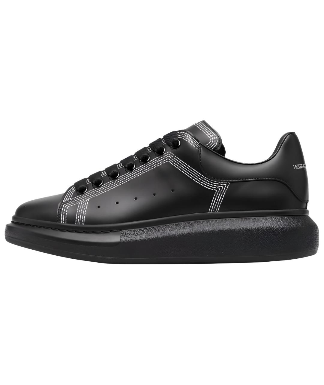 ALEXANDER MCQUEEN Черные кожаные низкие кроссовки / кеды, фото 2