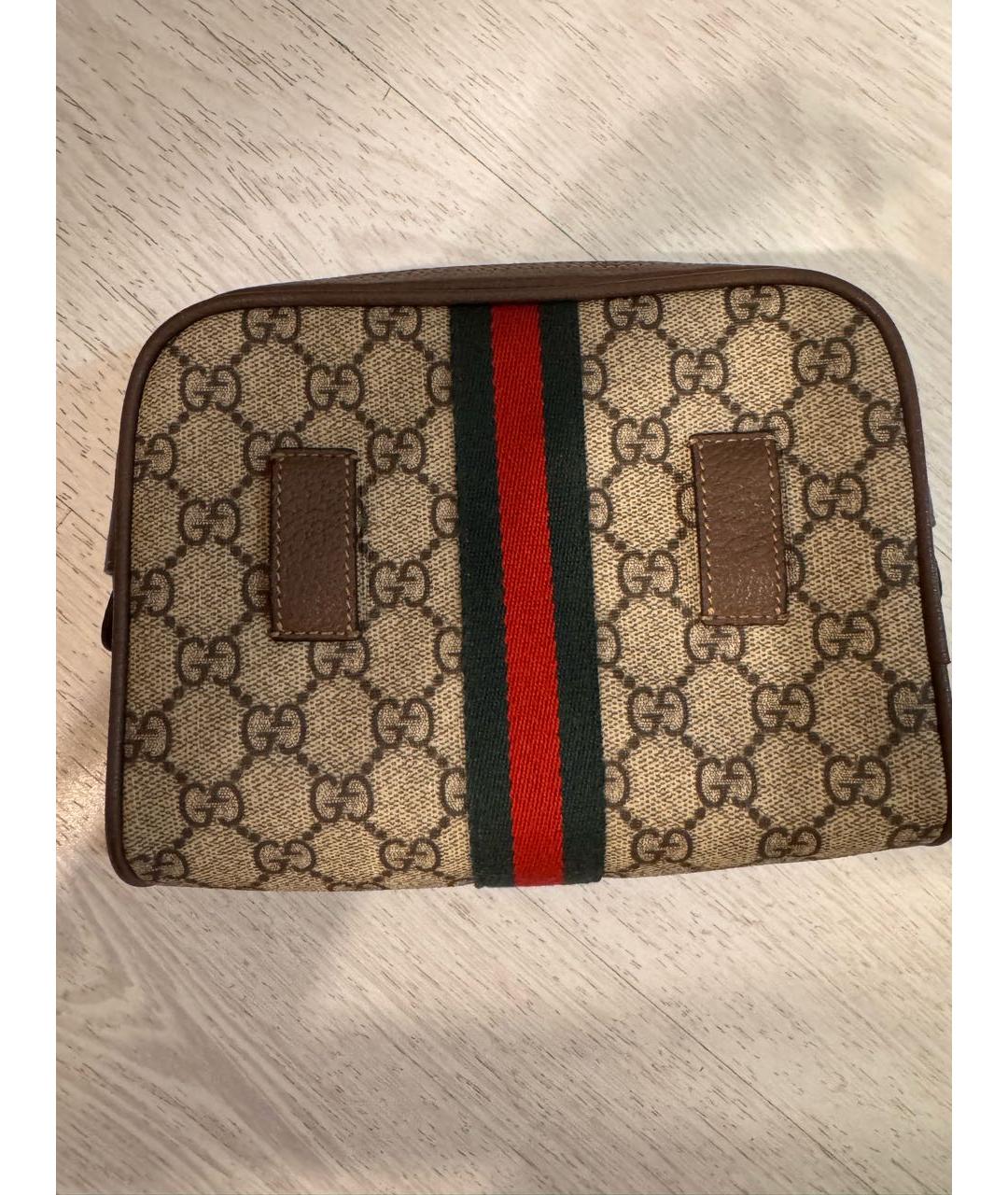 GUCCI Коричневая кожаная поясная сумка, фото 3