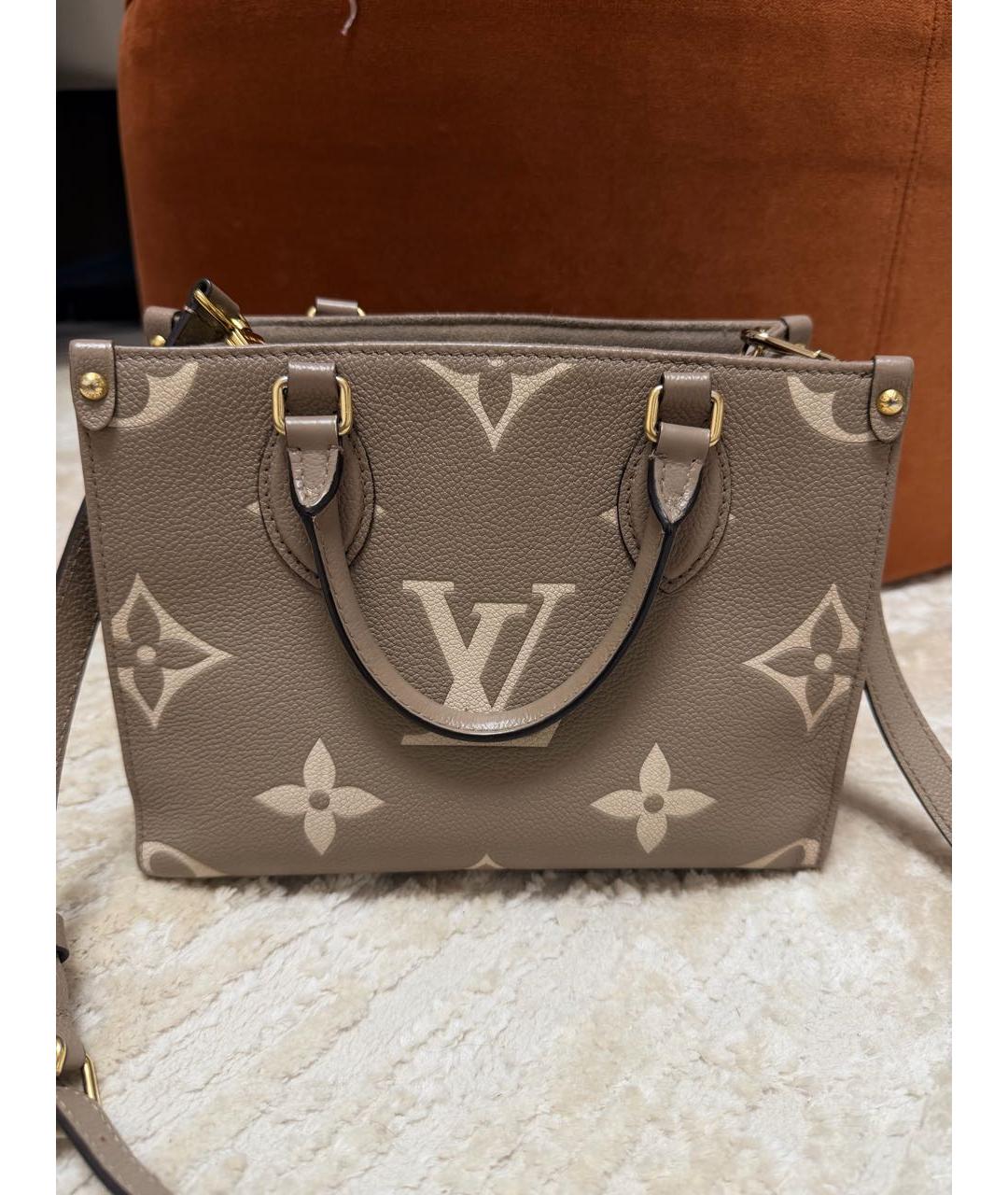 LOUIS VUITTON Бежевая кожаная сумка тоут, фото 2