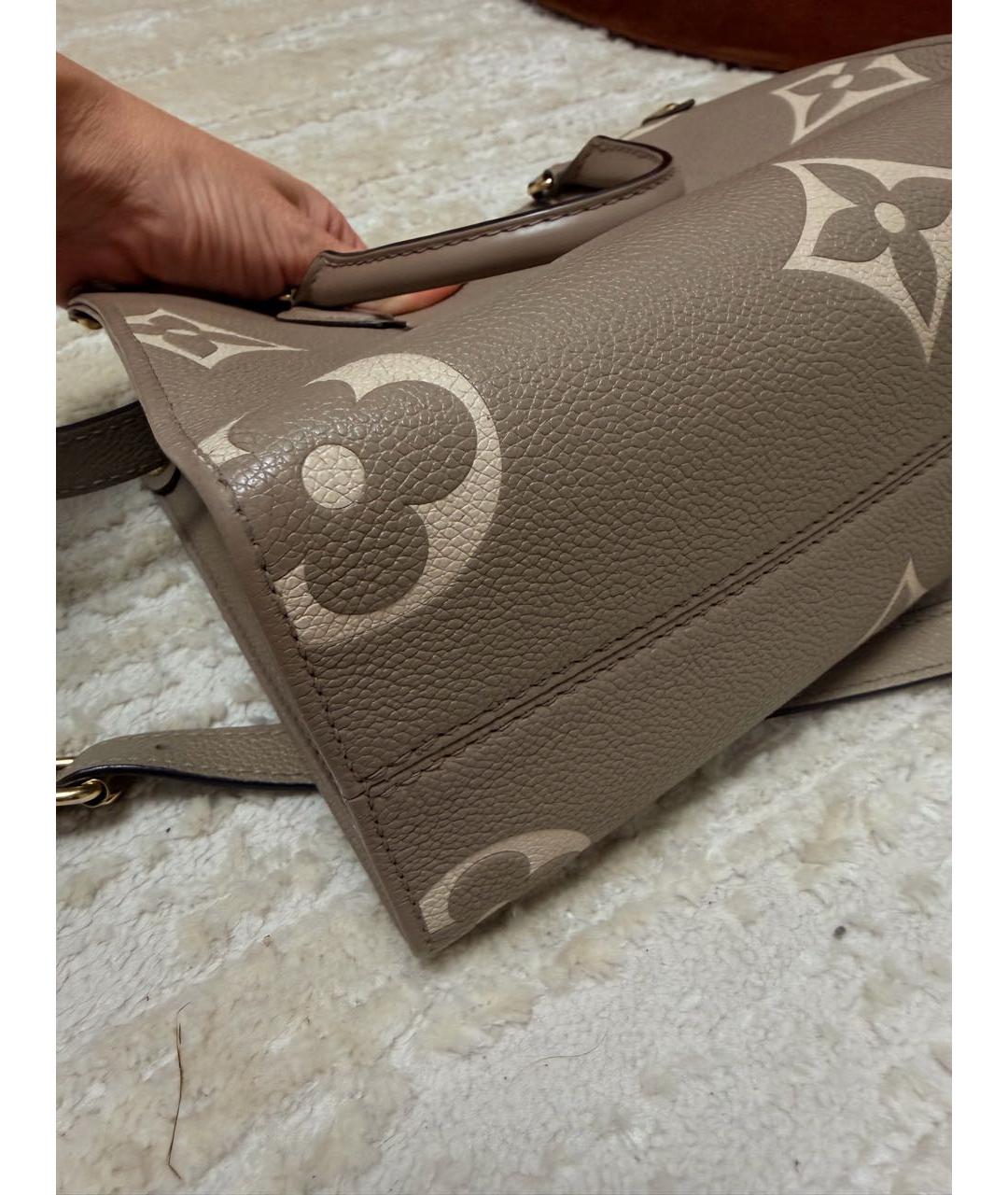 LOUIS VUITTON Бежевая кожаная сумка тоут, фото 3