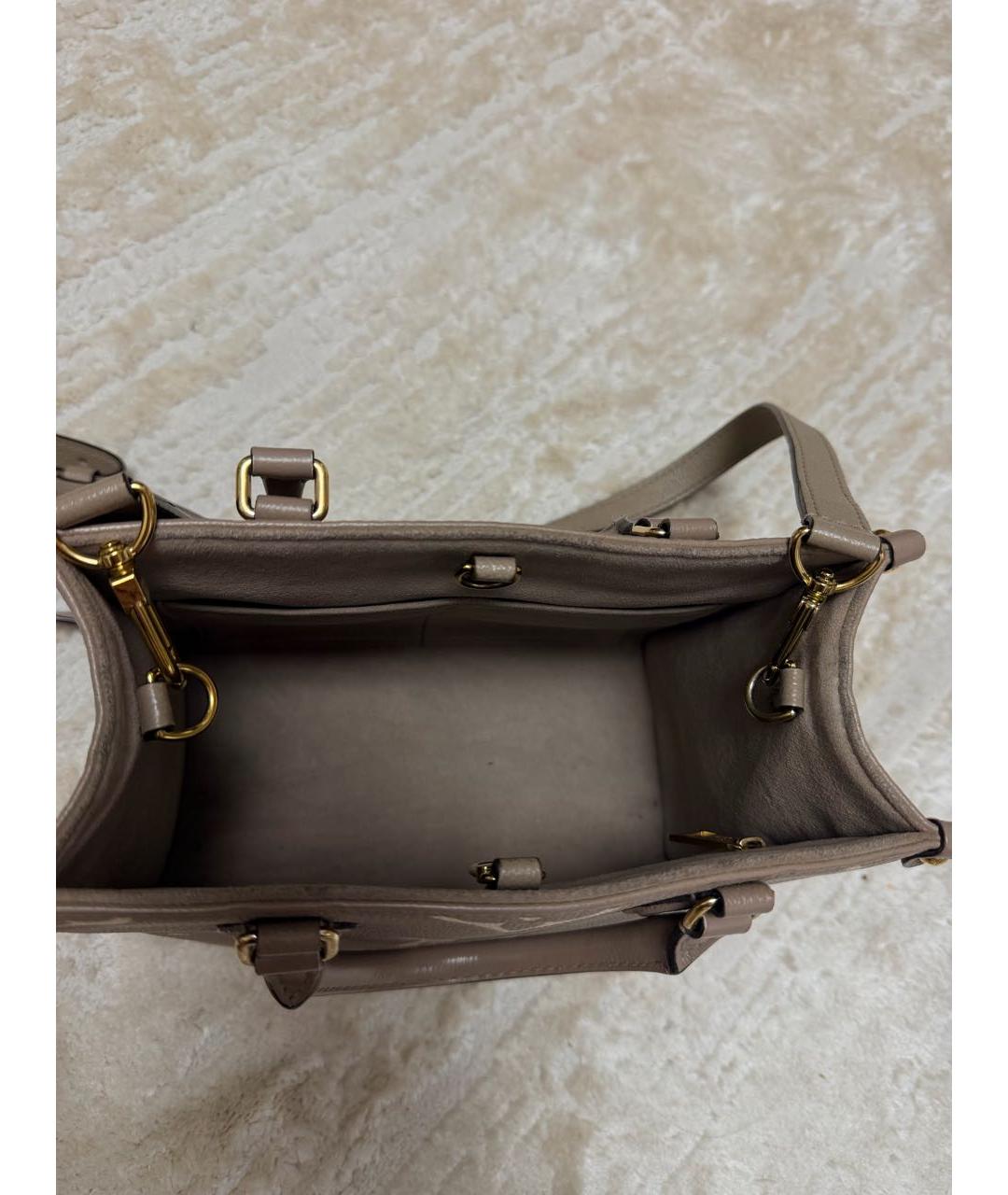LOUIS VUITTON Бежевая кожаная сумка тоут, фото 6