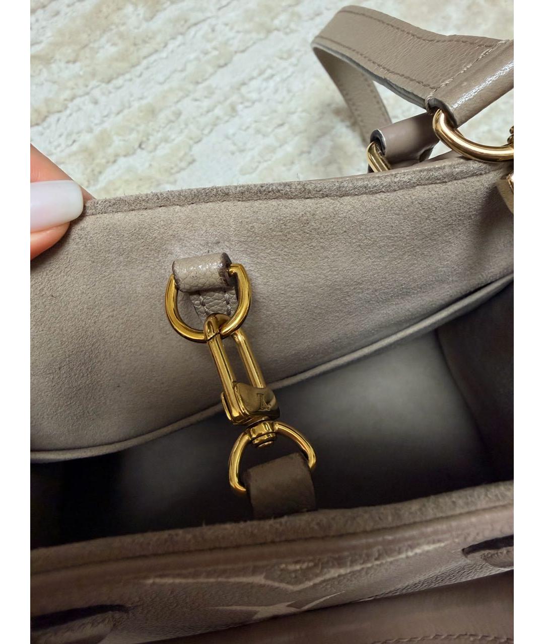 LOUIS VUITTON Бежевая кожаная сумка тоут, фото 5