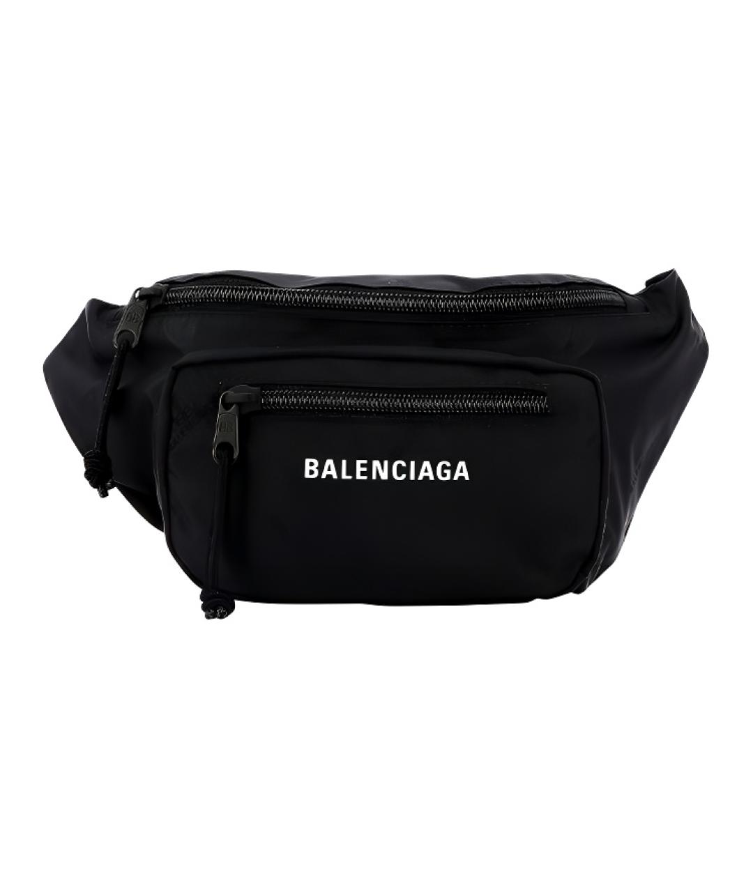 BALENCIAGA Черная нейлоновая поясная сумка, фото 1