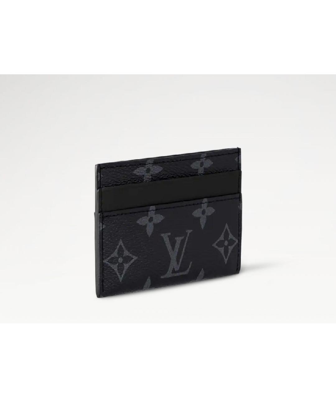 LOUIS VUITTON Черный кожаный кардхолдер, фото 2