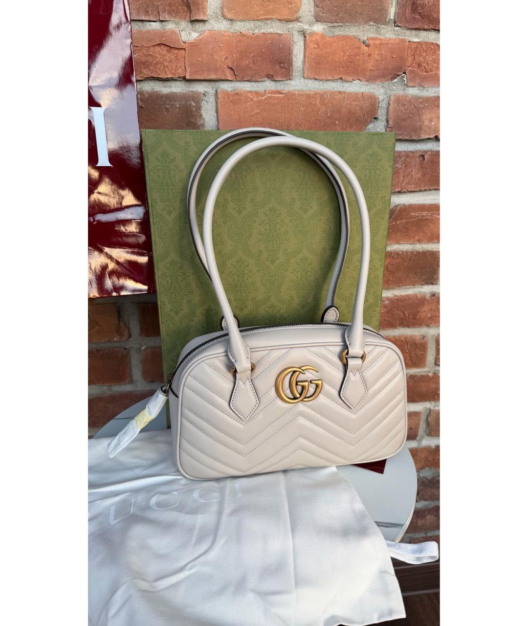 GUCCI Серая кожаная сумка с короткими ручками, фото 5
