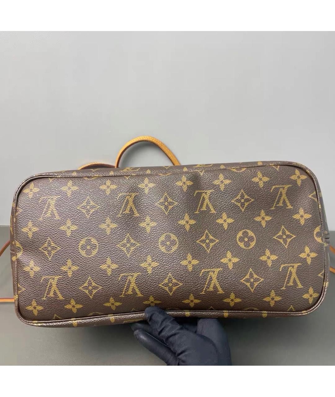 LOUIS VUITTON Коричневая кожаная сумка тоут, фото 7