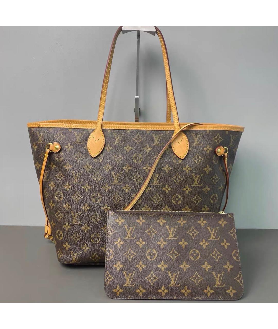 LOUIS VUITTON Коричневая кожаная сумка тоут, фото 9