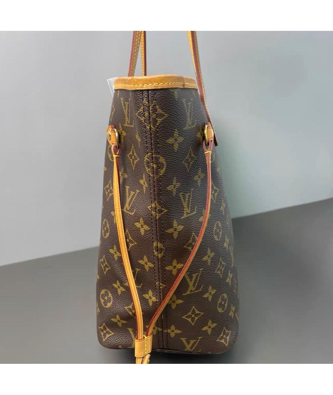 LOUIS VUITTON Коричневая кожаная сумка тоут, фото 4