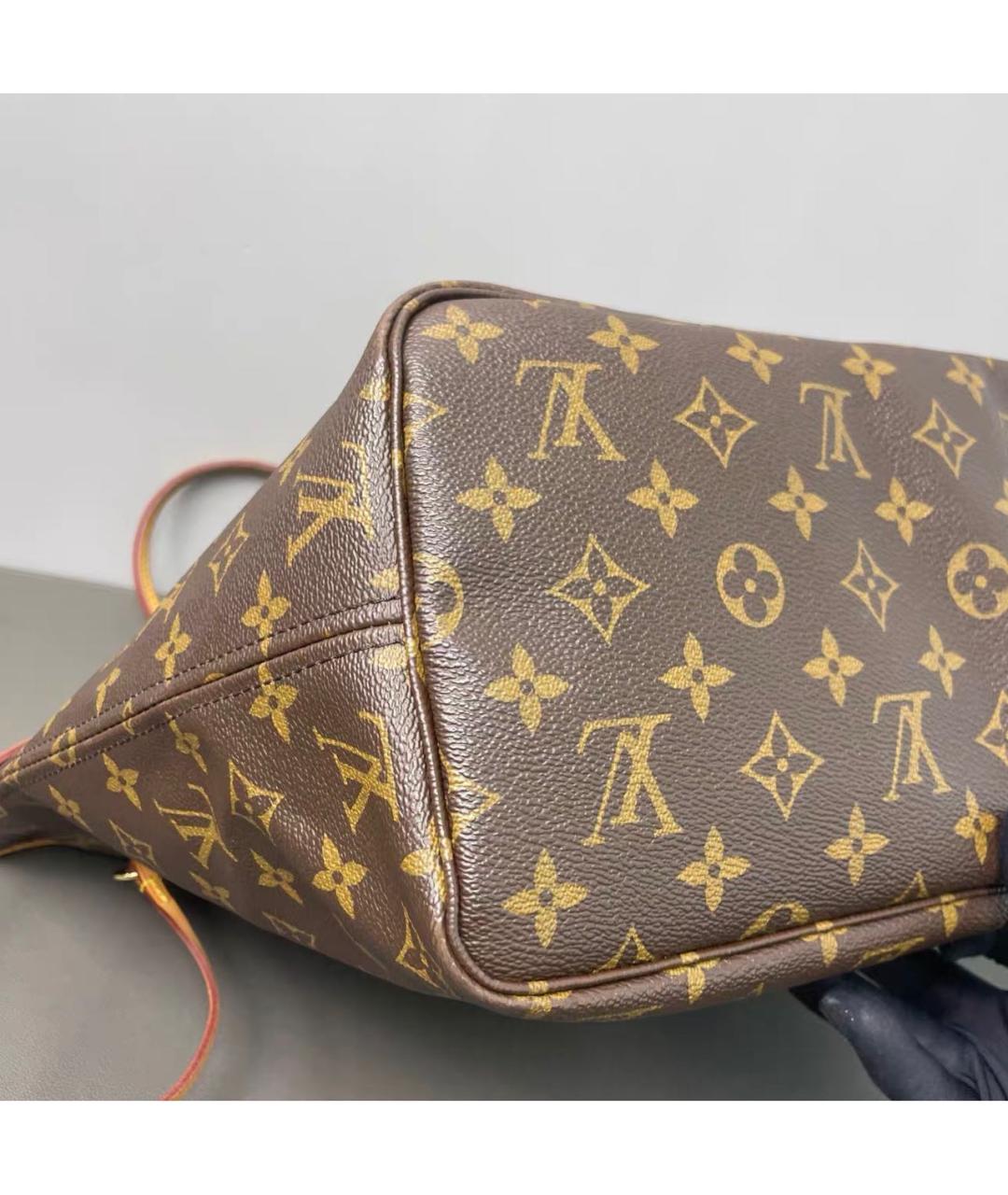 LOUIS VUITTON Коричневая кожаная сумка тоут, фото 5