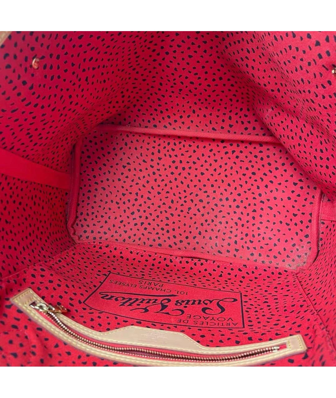 LOUIS VUITTON Красная кожаная сумка тоут, фото 7