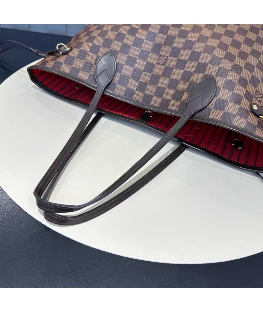 LOUIS VUITTON Коричневая кожаная сумка тоут, фото 6