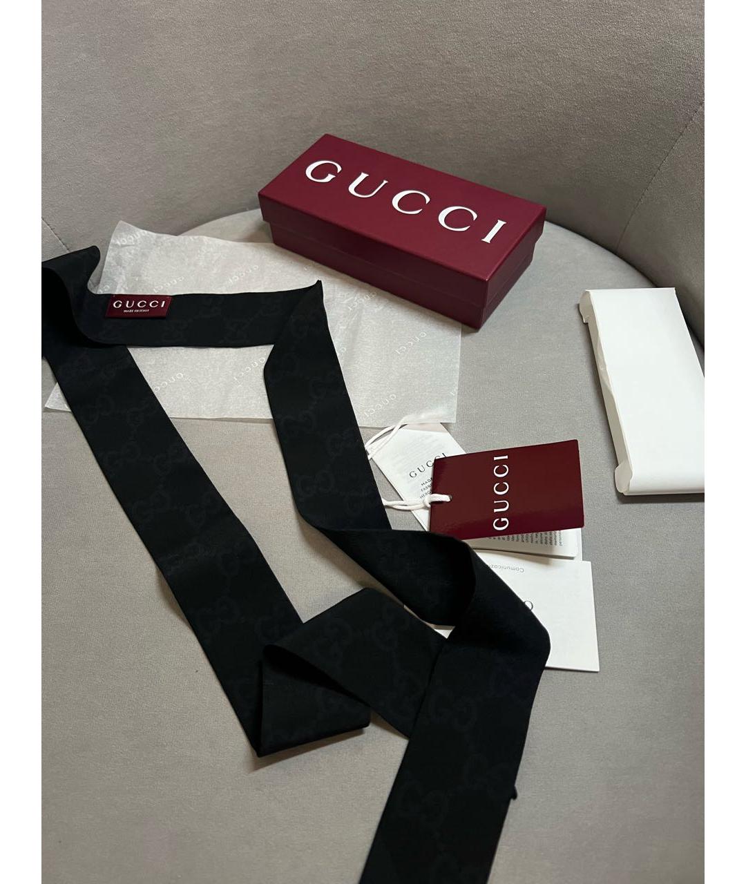 GUCCI Черный шелковый шарф, фото 3