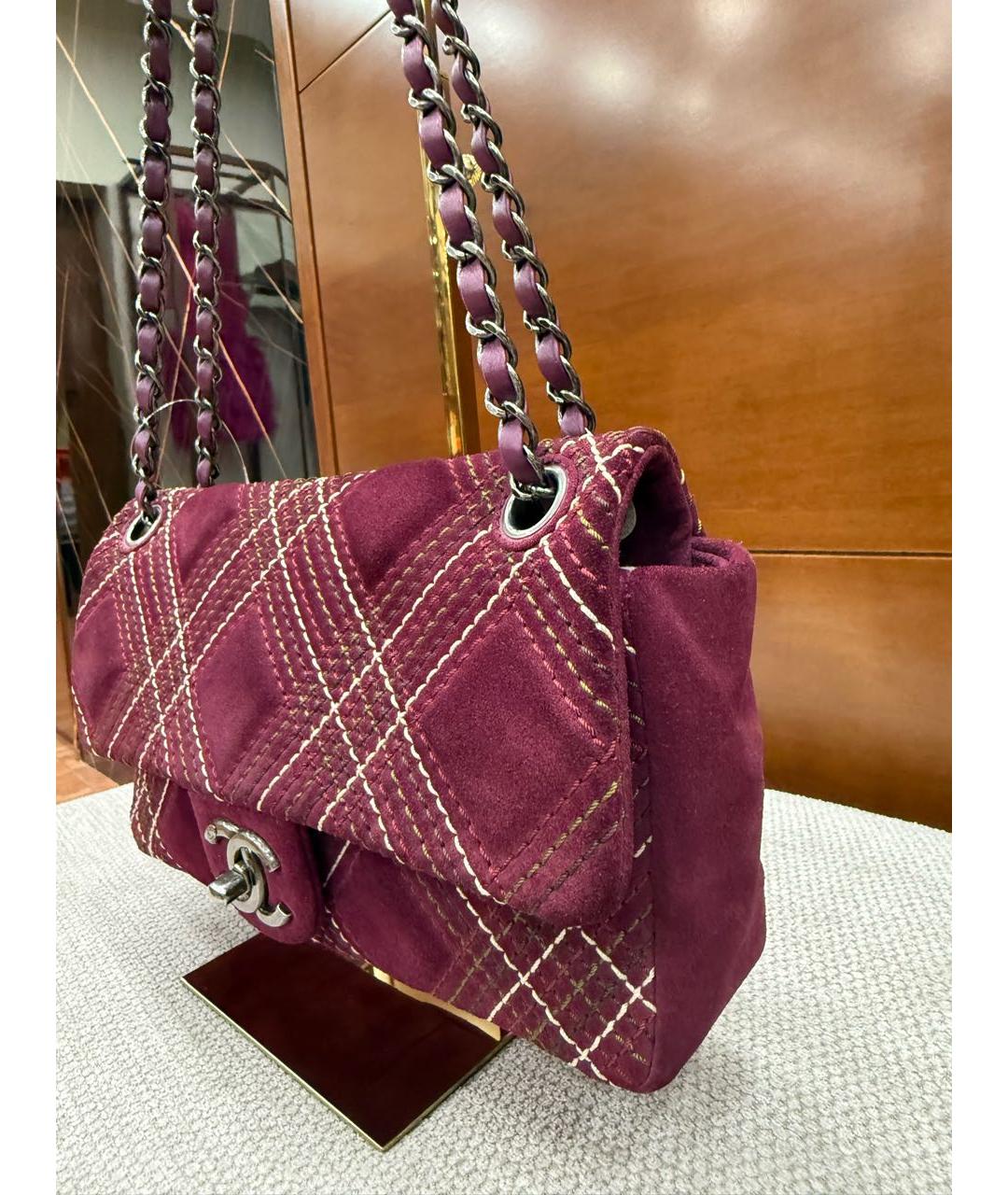 CHANEL Бордовая замшевая сумка через плечо, фото 2