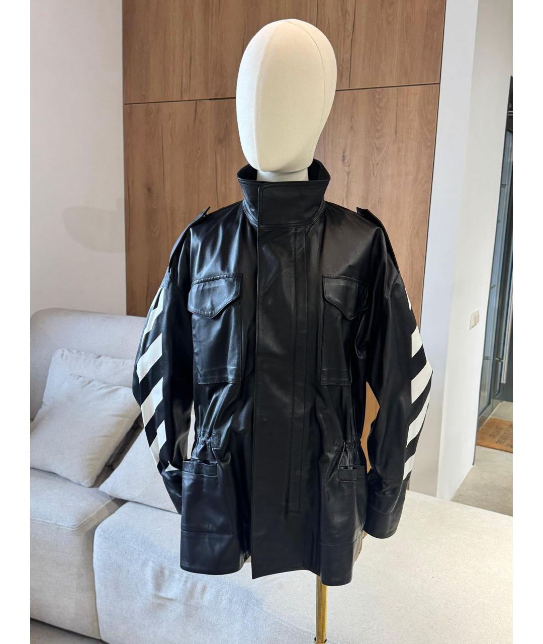 OFF-WHITE Черная кожаная куртка, фото 4
