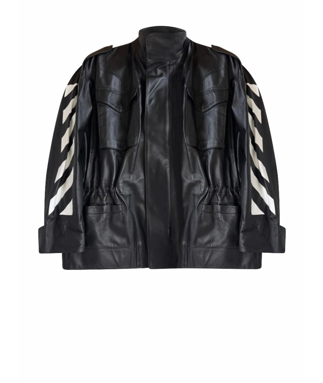 OFF-WHITE Черная кожаная куртка, фото 1