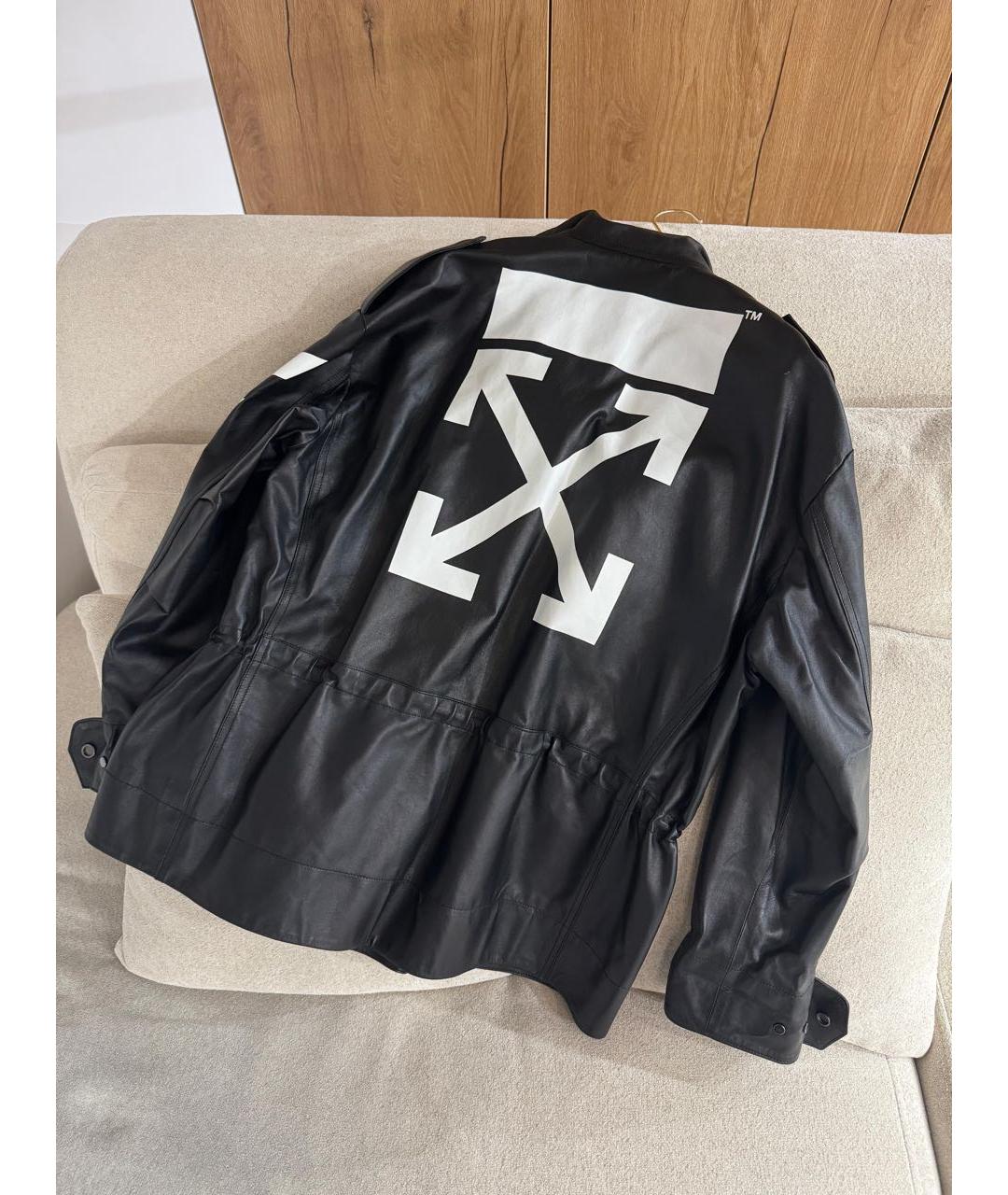 OFF-WHITE Черная кожаная куртка, фото 2