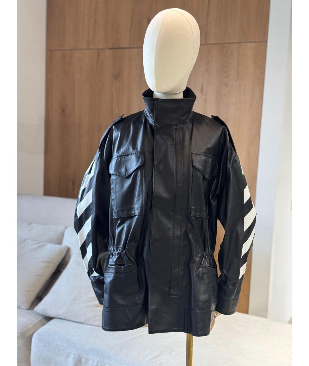 OFF-WHITE Черная кожаная куртка, фото 3