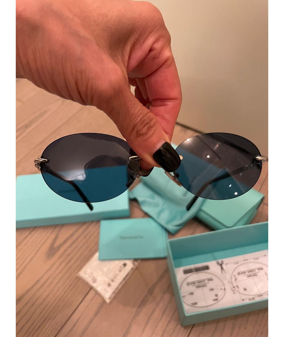 TIFFANY&CO Темно-синие металлические солнцезащитные очки, фото 6