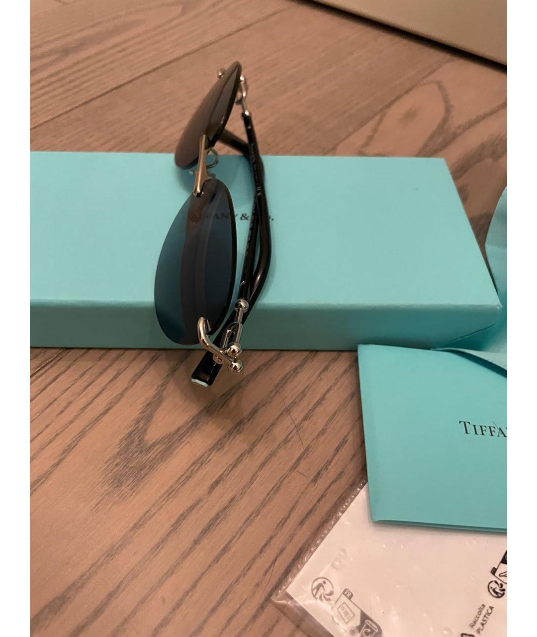 TIFFANY&CO Темно-синие металлические солнцезащитные очки, фото 2