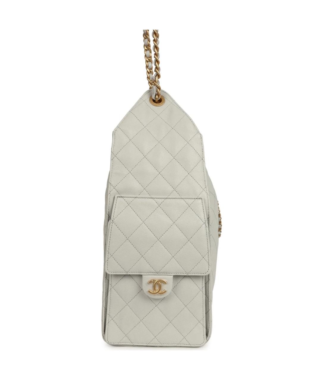 CHANEL Серая кожаная сумка через плечо, фото 4