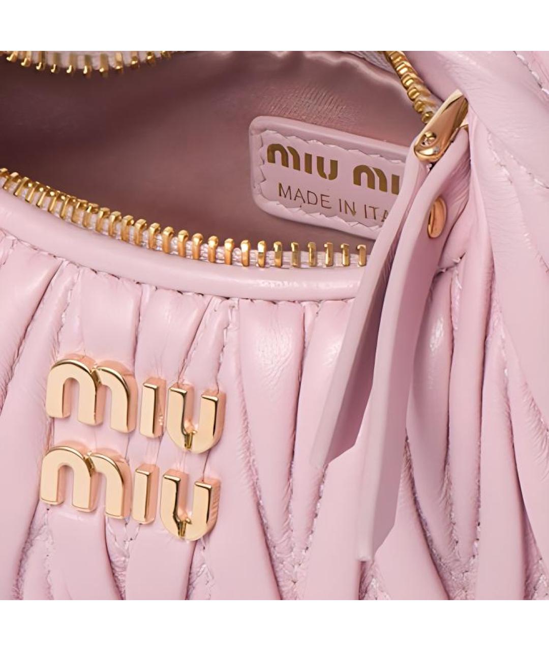 MIU MIU Розовая кожаная сумка через плечо, фото 4