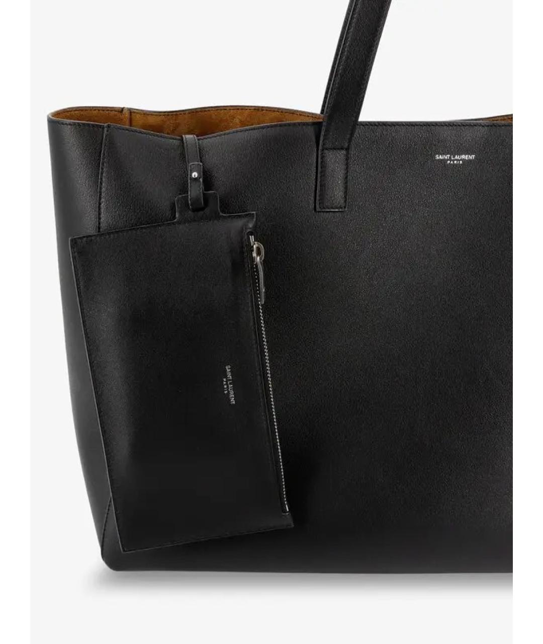 SAINT LAURENT Черная кожаная сумка тоут, фото 5