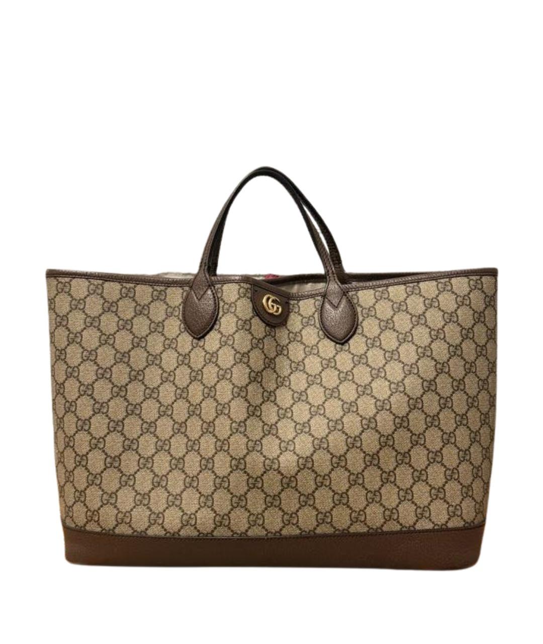 GUCCI Коричневая кожаная сумка тоут, фото 1