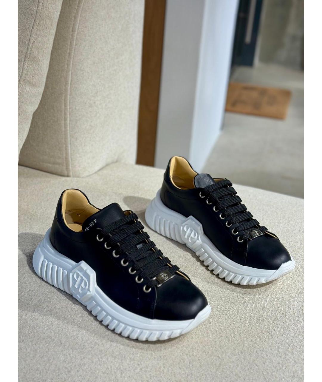 PHILIPP PLEIN Черные кожаные кроссовки, фото 3