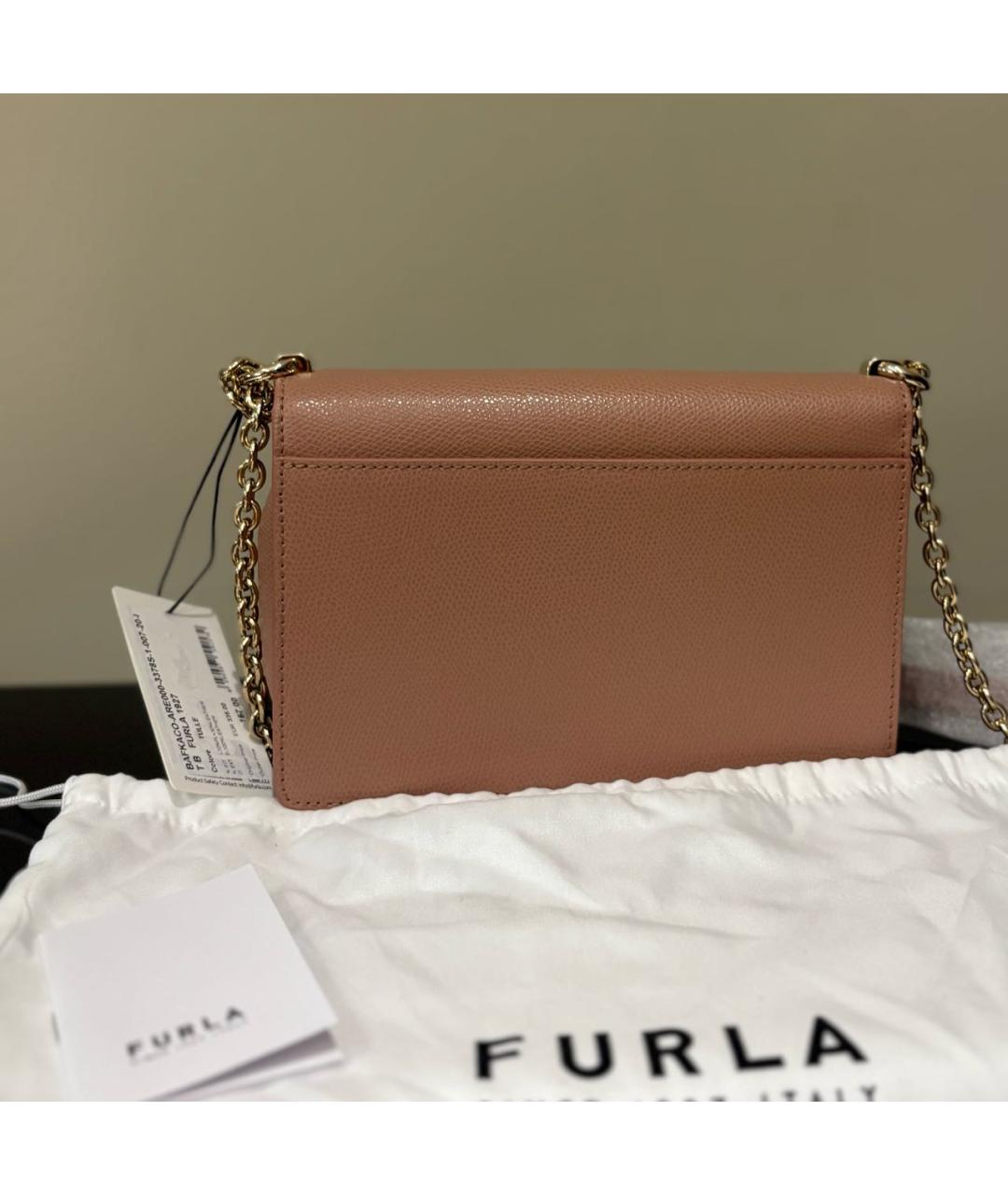 FURLA Бежевая кожаная сумка через плечо, фото 5