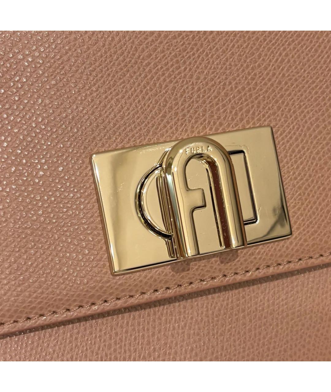 FURLA Бежевая кожаная сумка через плечо, фото 4