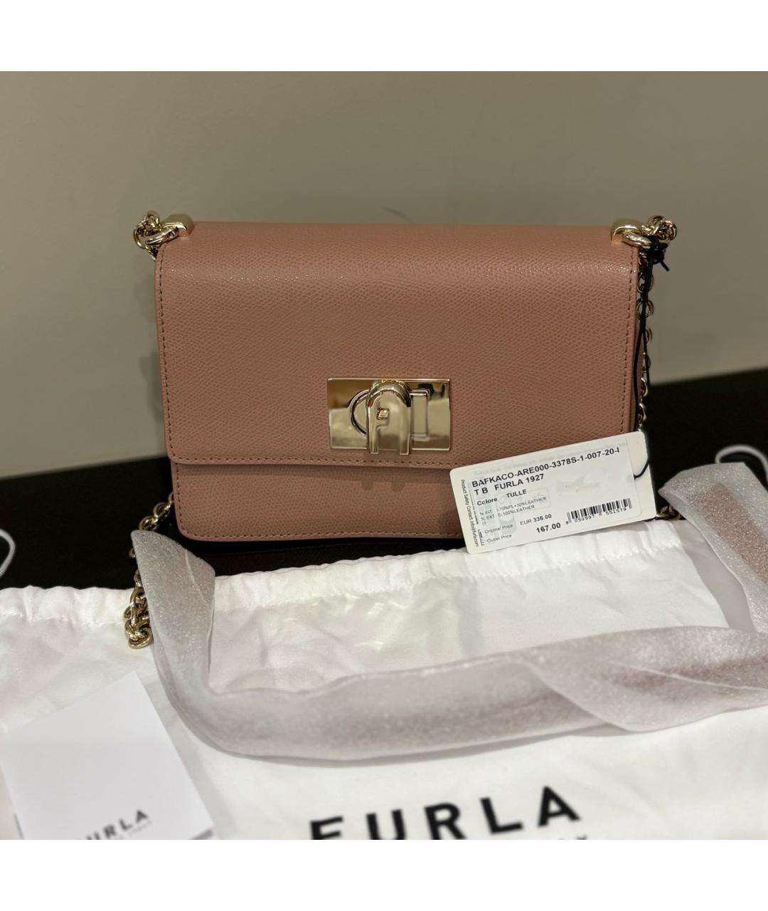 FURLA Бежевая кожаная сумка через плечо, фото 3