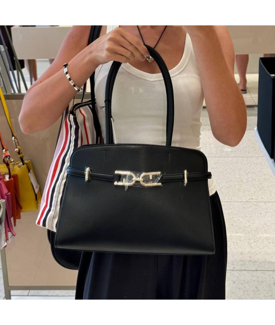 FURLA Черная кожаная сумка тоут, фото 7