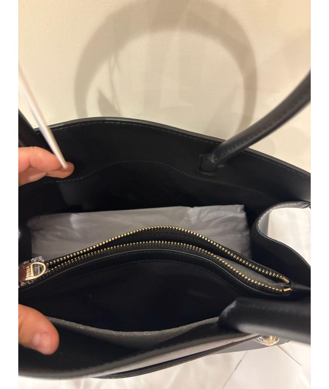 FURLA Черная кожаная сумка тоут, фото 4